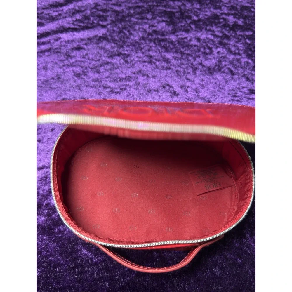 Dior Patent Red Pouch Zip Cosmetic Handle Travel Bag‎ Makeup Perfume Jewelry